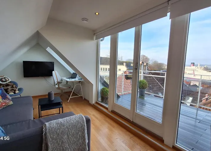 Penthouse With Panoramic Fjord Views - Private Terrace In Bergen Center